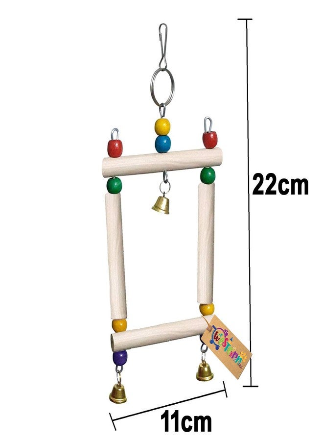 ويستيرن إرا لعبة تأرجح معلقة من الخشب الطبيعي الملون والخرز، مستوحاة من العصر الغربي، مناسبة للطيور - Image 2